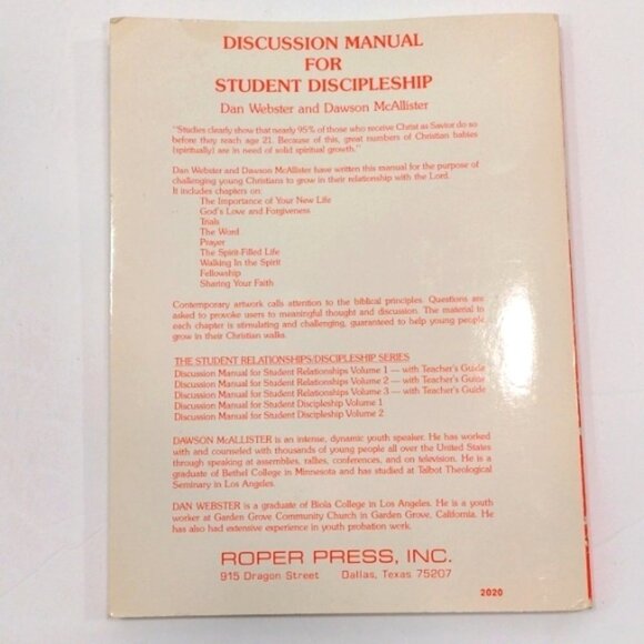 Softcover Book‎ Discussion Manual for Student Discipleship McAllister & Webster - Picture 2 of 7